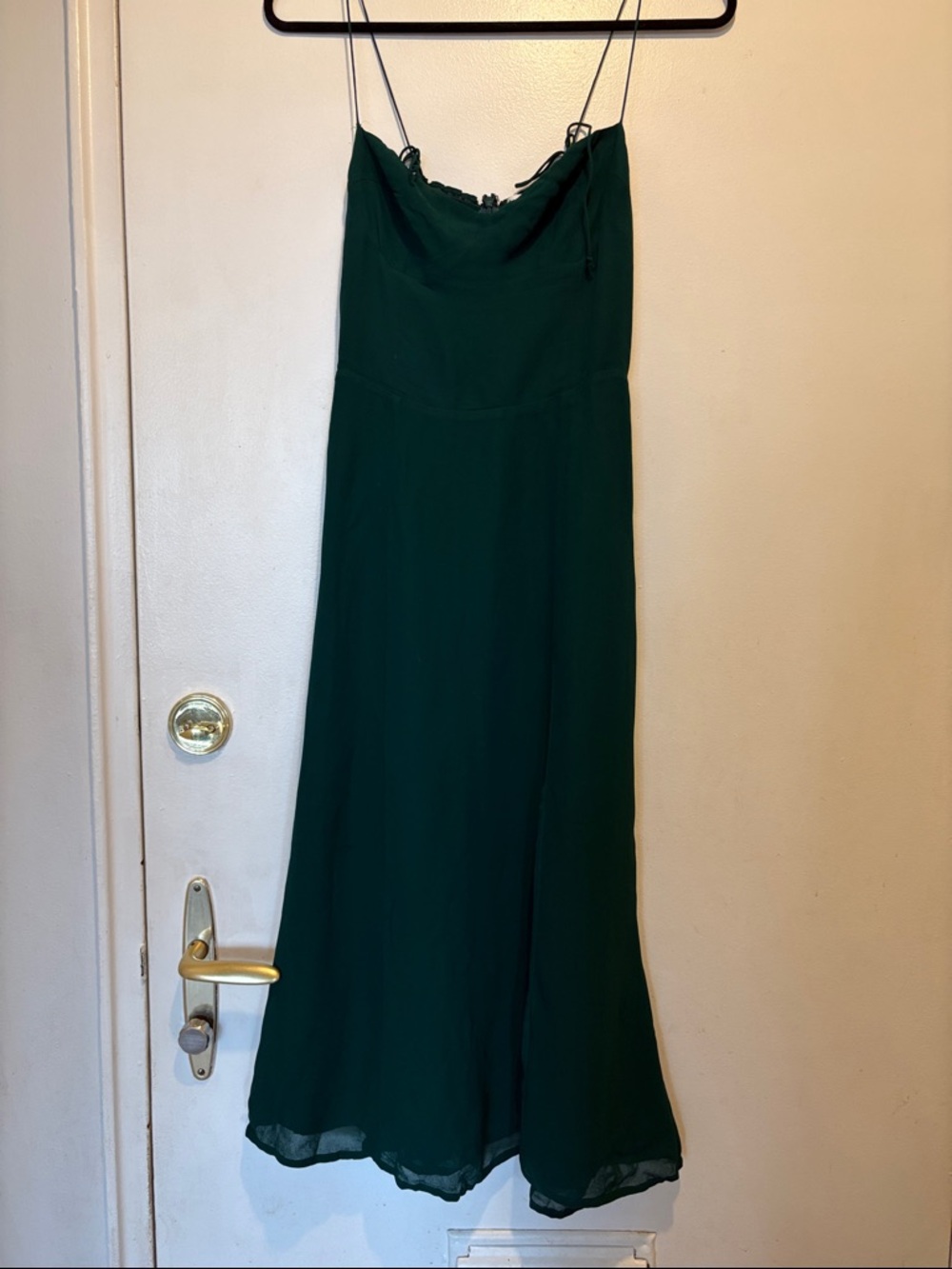 Reformation Juliet Emerald Green Slip Maxi Dress with Spaghetti Straps